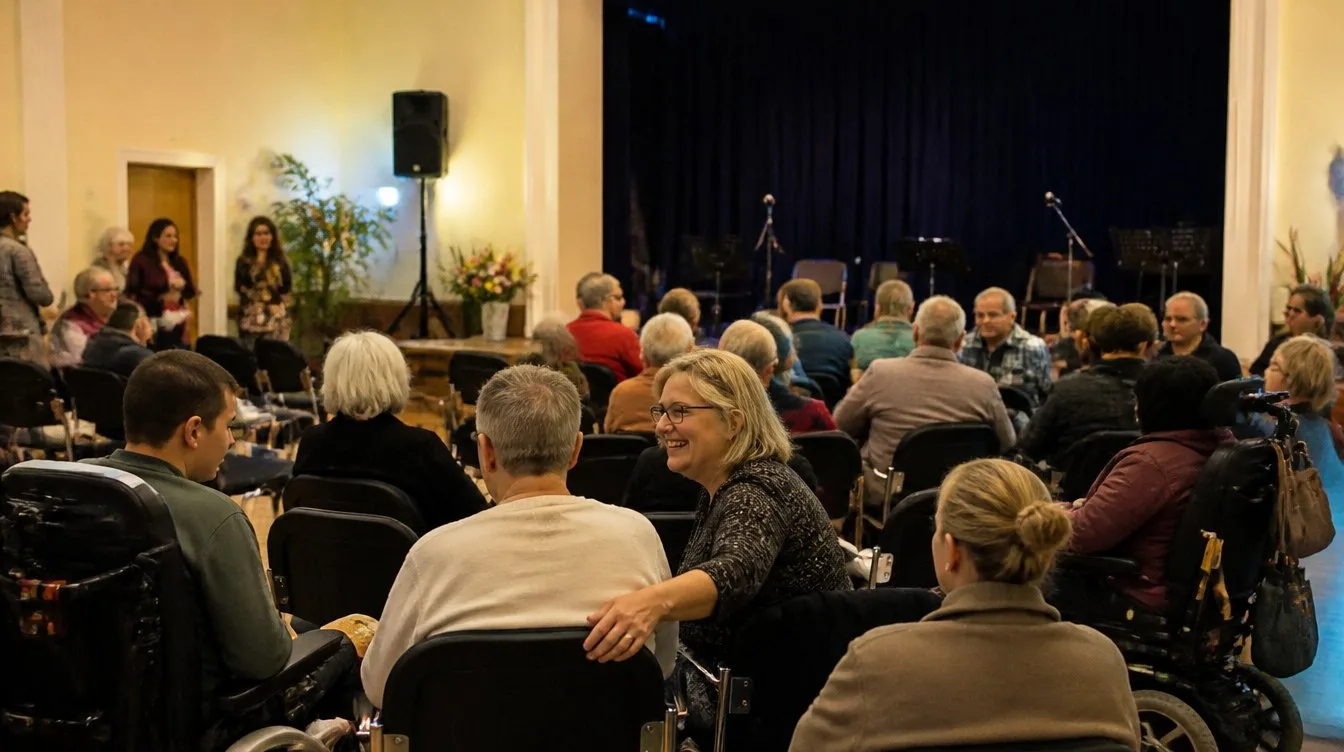 Veranstaltung mit gemischtem Publikum vor Beginn Veranstaltung mit gemischtem Publikum vor Beginn
