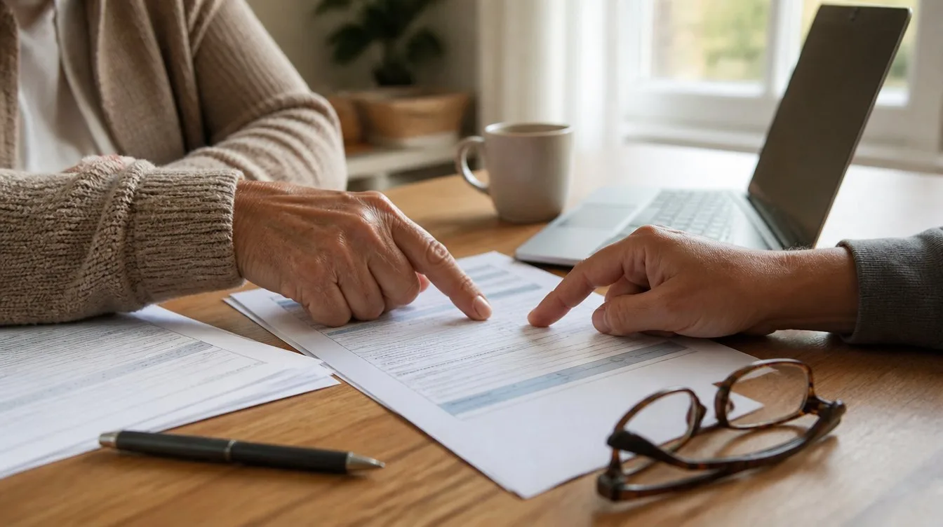 Benefit forms on a table